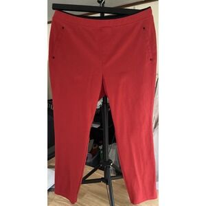 Denim & Co. Active Red French Terry Pull-On Pants with Grommet Pockets Large